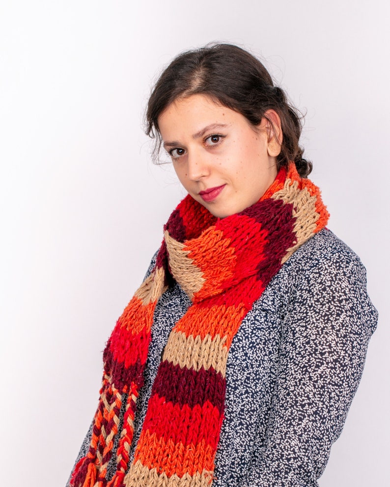 Boho scarf Wool scarf Handwoven scarf scarfs for women, Winter scarf women, Moroccan scarf, Berber scarf Garnet & Orange