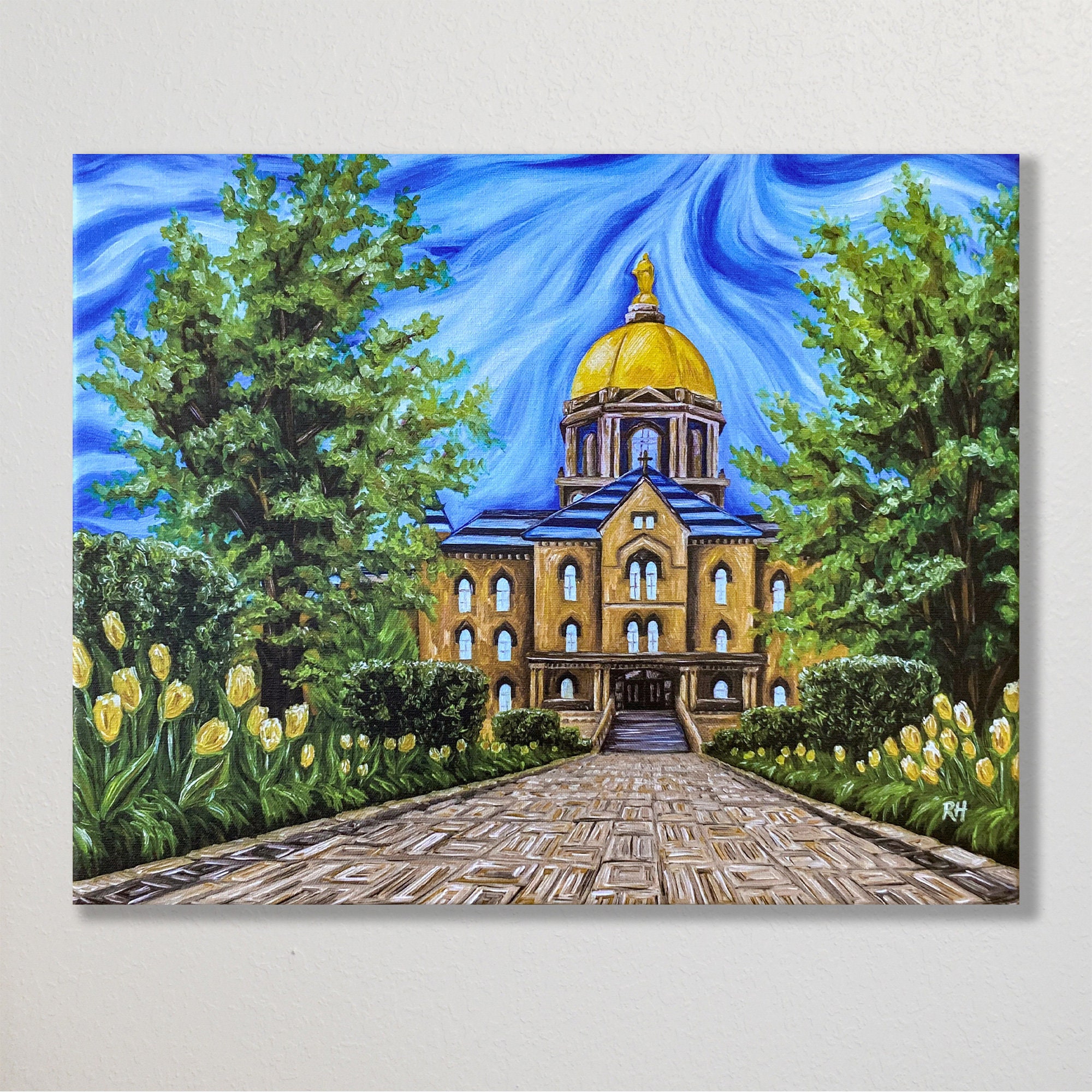 University of Notre Dame Art / The Golden Dome / 11x14 | Etsy