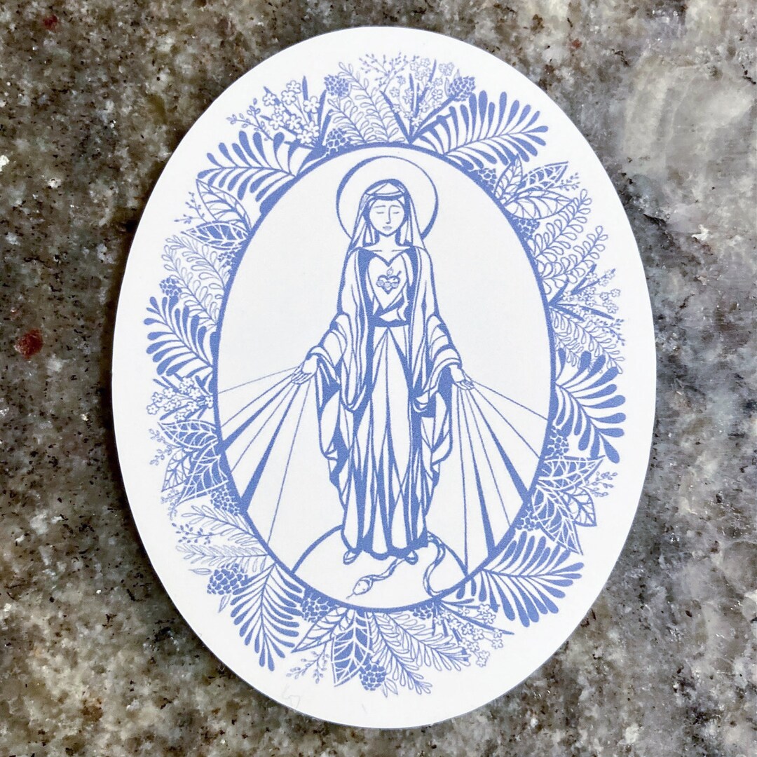 Vinyl Sticker Miraculous Medal Illustration Virgin Mary Our Lady of ...