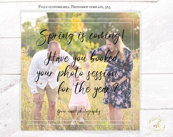 Photographer Advertisement Photoshop Spring BookingSession Template Social Media Photography Marketing Board