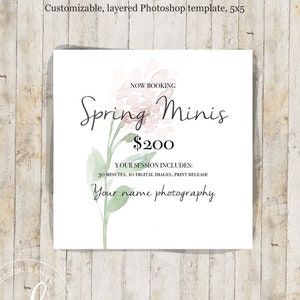 Photography Marketing Board, Mini Session Template, Photoshop, Social Media, Advertisement, Photographer
