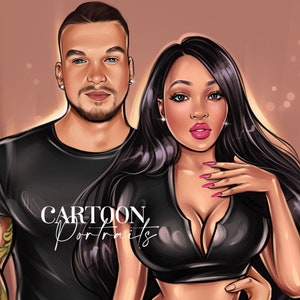 Custom Cartoon Couple Portait, Wedding Couple Digital Portrait Cartoon Illustration, Personalized Animated Couple Portrait Cartoon Style
