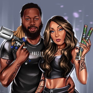 Custom Cartoon Couple Portait, Wedding Couple Digital Portrait Cartoon Illustration, Personalized Animated Couple Portrait Cartoon Style