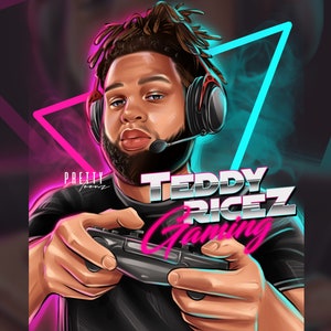 Twitch Streamer Logo Design, Custom Cartoon Logo Portrait from Photo, Gaming Gamer Logo