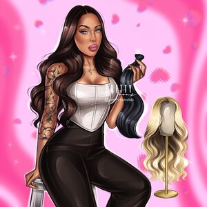 Hair Stylist Small Business Logo Design, benutzerdefinierte Haarverlängerungs-Logo, benutzerdefinierte Hair Stylist Logo, Boutique Friseur Cartoon Signature Logo