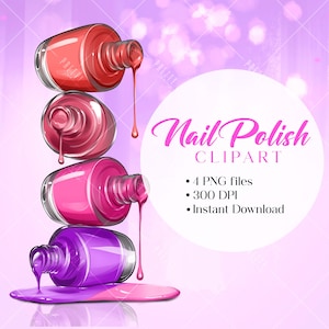 Nagellack ClipArt PNG, Sofort-Download Logo, Nail Tech Beauty Salon PNG Logo für Visitenkarten, Nail Artist Maniküre Clipart