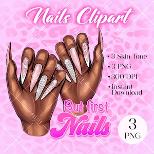 Nagellack ClipArt PNG, Sofort-Download Logo, Nail Tech Beauty Salon PNG Logo für Visitenkarten, Nail Artist Maniküre Clipart