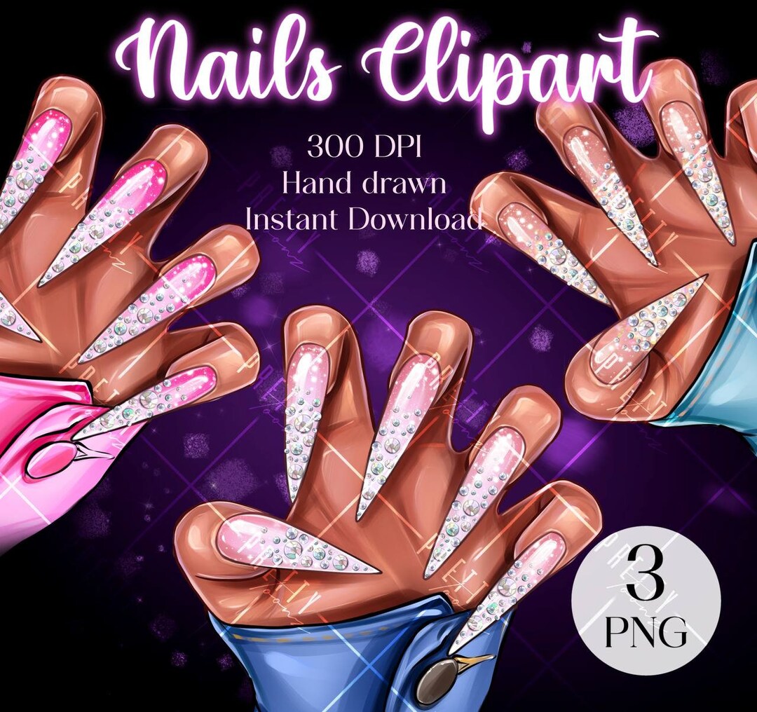 Nail Polish Clipart PNG, Nail Salon Logo Instant Download, Nail Tech