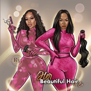 Hairdresser Portrait Logo, Custom Hair Stylist Logo Design, Hair Extensions Cartoon Logo Portrait, Master Braider Hair Salon Logo Portrait