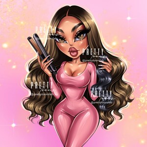Doll Cartoon Business Portrait Logo, Custom Beauty Industry Logo Design, Small Business Makeup Artist Beauty Salon Lash Tech Portrait Logo