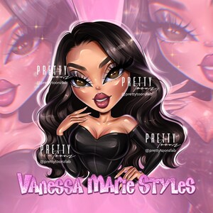 Doll Cartoon Business Portrait Logo, Custom Beauty Industry Logo Design, Small Business Makeup Artist Beauty Salon Lash Tech Portrait Logo