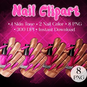 Nagellack ClipArt PNG, Sofort-Download Logo, Nail Tech Beauty Salon PNG Logo für Visitenkarten, Nail Artist Maniküre Clipart
