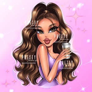 Doll Cartoon Business Portrait Logo, Custom Beauty Industry Logo Design, Small Business Makeup Artist Beauty Salon Lash Tech Portrait Logo
