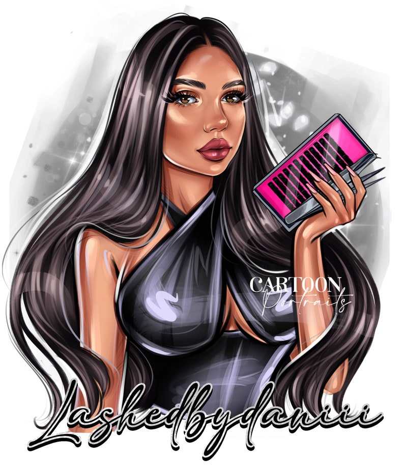 Lash Tech Logo, Custom Cartoon Logo, Eyelashes Logo, Lash Artist Logo, Personalized Caricature Portrait image 4