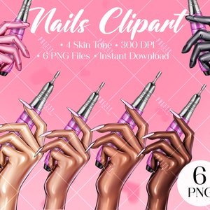 Nagellack ClipArt PNG, Sofort-Download Logo, Nail Tech Beauty Salon PNG Logo für Visitenkarten, Nail Artist Maniküre Clipart