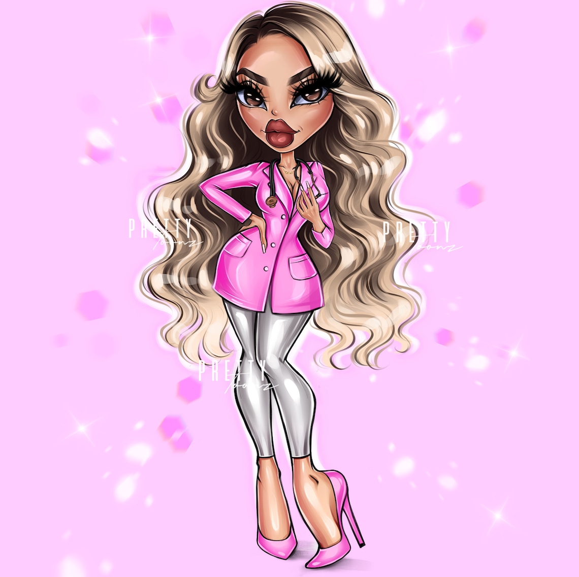 Bratz Doll Cartoon Portrait Logo Personalized Bratz Doll - Etsy