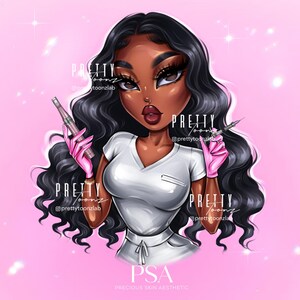 Doll Cartoon Business Portrait Logo, Custom Beauty Industry Logo Design, Small Business Makeup Artist Beauty Salon Lash Tech Portrait Logo