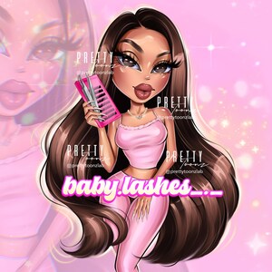 Doll Cartoon Business Portrait Logo, Custom Beauty Industry Logo Design, Small Business Makeup Artist Beauty Salon Lash Tech Portrait Logo