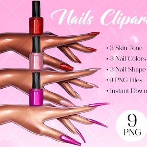 Nagellack ClipArt PNG, Sofort-Download Logo, Nail Tech Beauty Salon PNG Logo für Visitenkarten, Nail Artist Maniküre Clipart