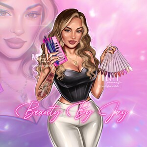 Nail Artist Logo Design, Nail Tech Custom Portrait from Photo, Cartoon Nail Artist Portrait Avatar, Custom Illustration Nail Salon Logo