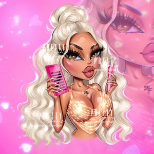 Puppenkarikatur Business Portrait Logo, Benutzerdefinierte Beauty Industrie Logo Design, Small Business Make-up Künstler Schönheitssalon Lash Tech Portrait Logo