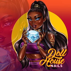 Diseño de logotipo de artista de uñas, retrato personalizado de técnico de uñas a partir de foto, avatar de retrato de artista de uñas de dibujos animados, logotipo de salón de uñas con ilustración personalizada