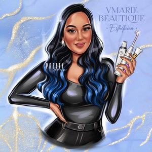 Diseño de logotipo de empresa de belleza personalizado, maquillador, peluquería, técnico de uñas o pestañas, logotipo personalizado, avatar de retrato a partir de foto, logotipo de dibujos animados
