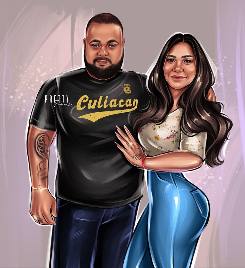 Cartoon Couple Portrait Logo Design, Custom Couple Portrait, Double Portrait Logo, Business Logo Portrait, Cartoon Logo for Nail Artists image 1