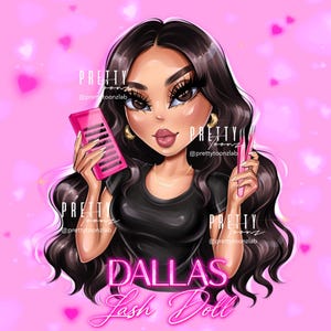 Doll Cartoon Business Portrait Logo, Custom Beauty Industry Logo Design, Small Business Makeup Artist Beauty Salon Lash Tech Portrait Logo
