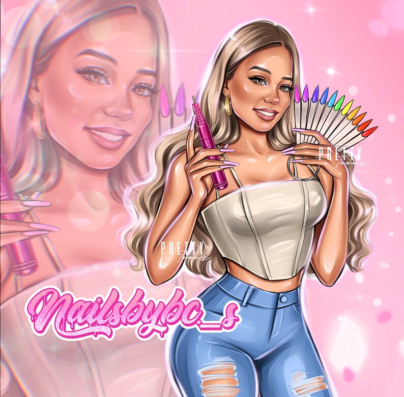Nail Artist Logo Design, Nail Tech Custom Portrait From Photo, Cartoon
