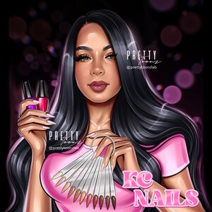 Nail Artist Logo Design, Nail Tech Custom Portrait from Photo, Cartoon Nail Artist Portrait Avatar, Custom Illustration Nail Salon Logo