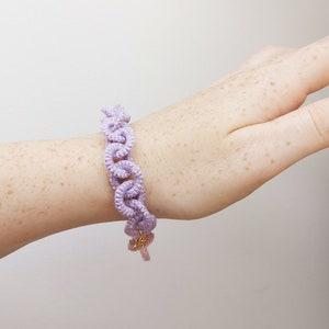 Handmade lilac and pink colour block bracelet