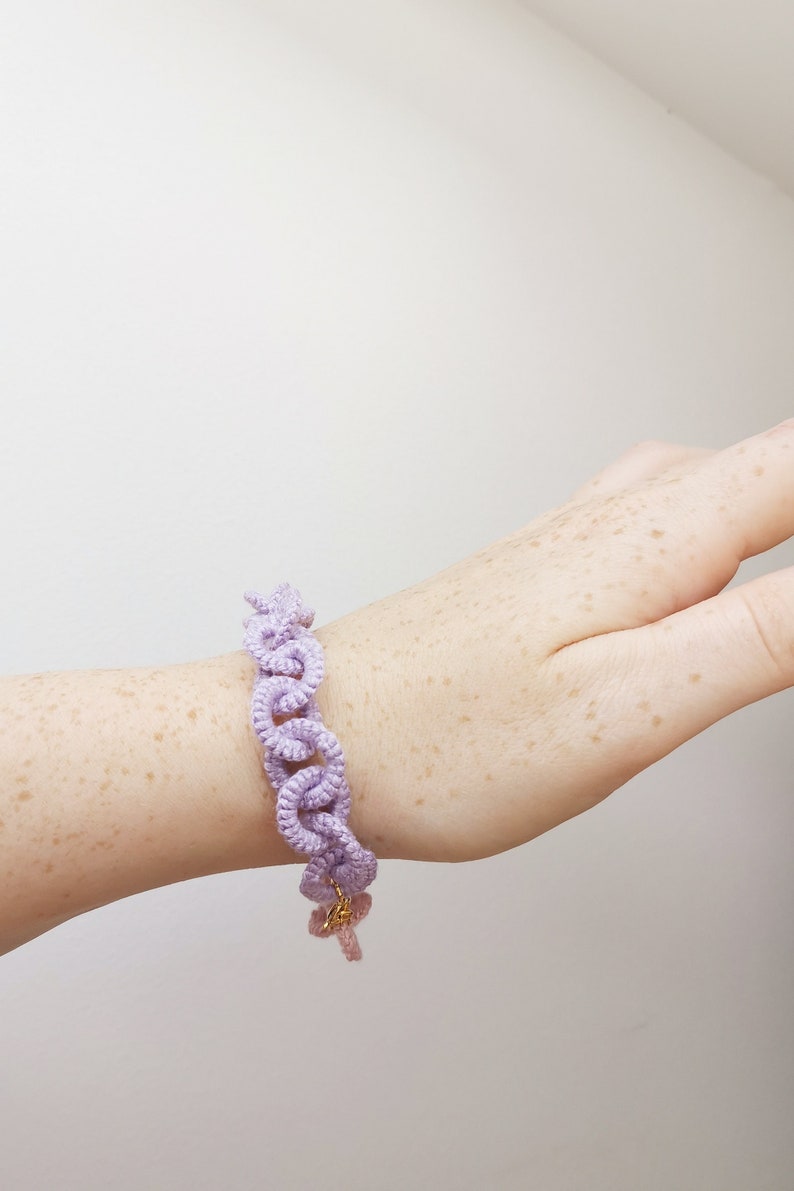 Handmade lilac and pink colour block bracelet