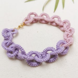 lilac and pink chunky chain link bracelet