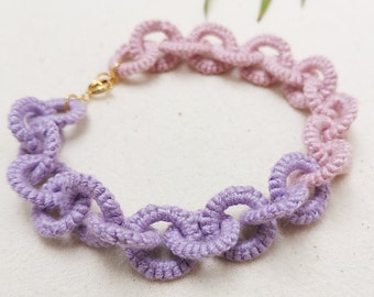 Colourful chunky chain bracelet, lightweight chain bracelet, handmade chain link bracelet, lilac and pink, custom friendship bracelet, gift