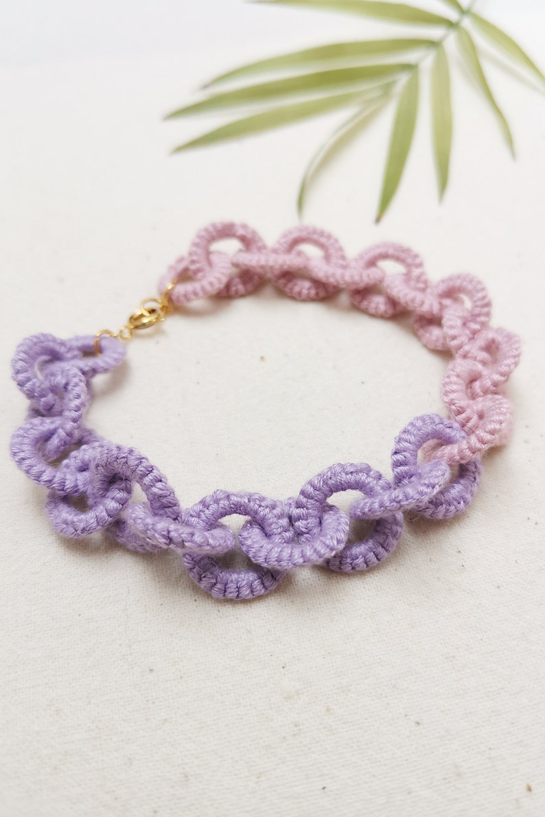 lilac and pink chunky chain link bracelet