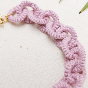handmade tatted lace chunky chain link bracelet