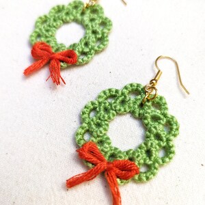 Cute kitsch festive christmas wreath earrings