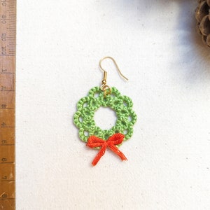 Handmade christmas wreath dangle earrings