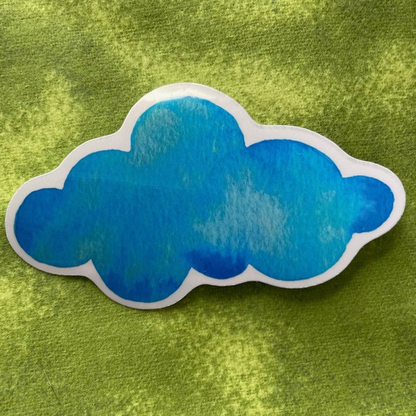 Cloud Sticker, Cloud Decal, Blue Watercolor Cloud Vinyl Waterproof Sticker, Laptop Sticker, Journal Sticker, Blue Cloud Decal, Blue Clouds