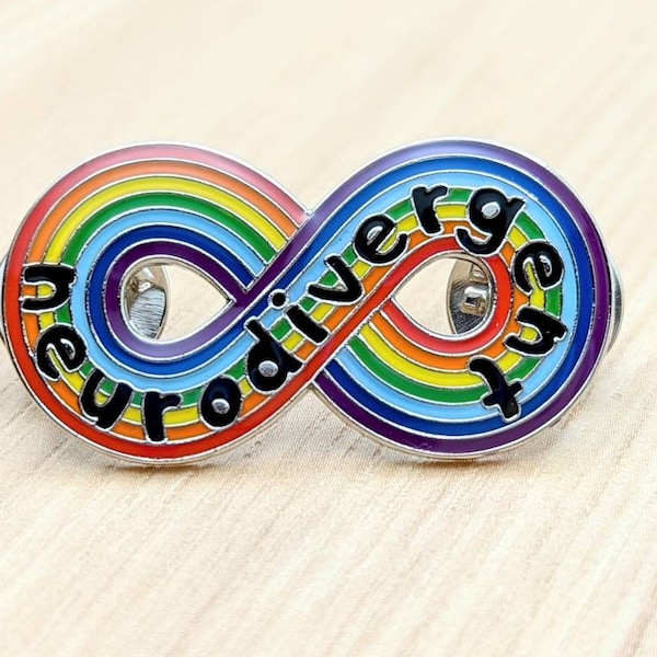 Neurodivergent Pride Large infinity Rainbow. Autism acceptance- pride. Pin + Sticker gift