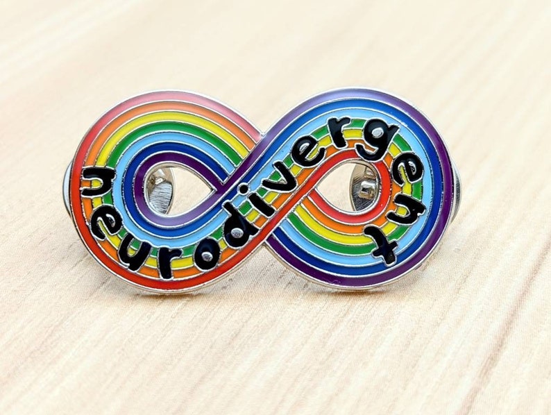 Neurodivergent Pride Large infinity Rainbow. Autism acceptance pride. Pin Sticker gift image 1