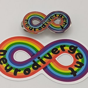 Neurodivergent Pride Large infinity Rainbow. Autism acceptance pride. Pin Sticker gift image 9