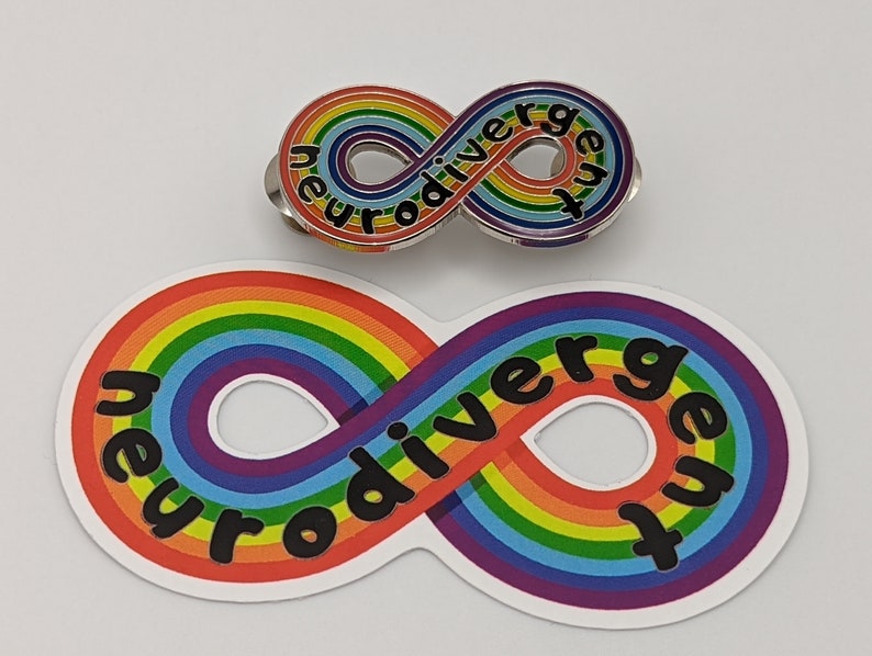 Neurodivergent Pride Large infinity Rainbow. Autism acceptance pride. Pin Sticker gift image 9