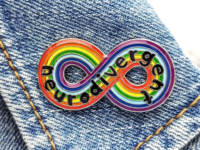 Neurodivergent Pride Large infinity Rainbow. Autism acceptance pride. Pin Sticker gift image 2