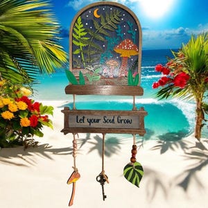 Beautiful handmade interior mushroom forest sign positive vibes. Let your soul grow