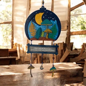 Beautiful handmade interior mushroom forest sign positive vibes. And into the forest I go to loose my mind and find my soul