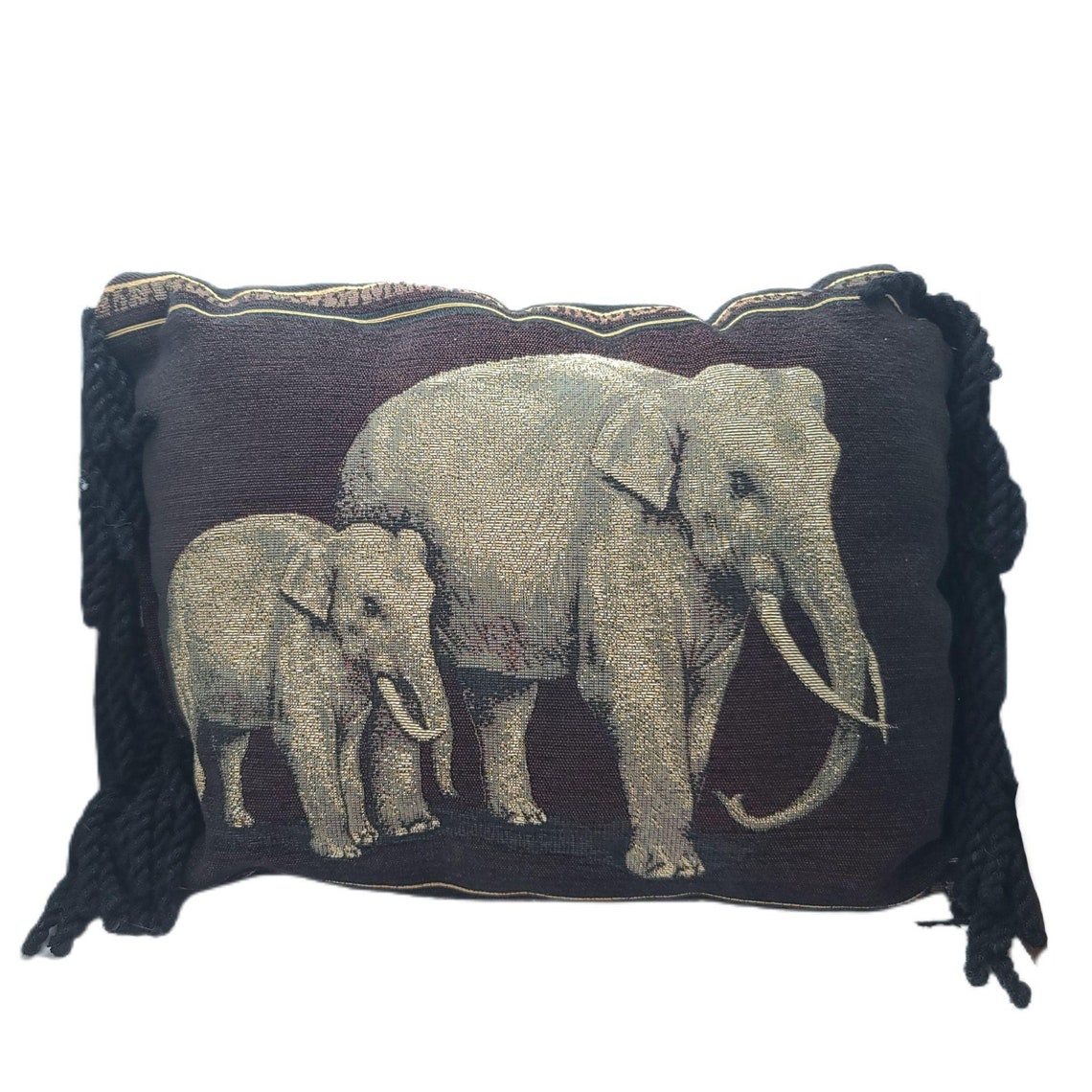 Vintage Double Sided Elephants Tapestry Throw Pillow Etsy