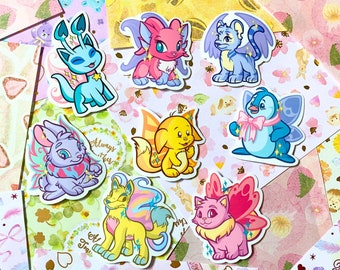 Neopets Faerie Vinyl Stickers: Pastel Waterproof Laptop Decals