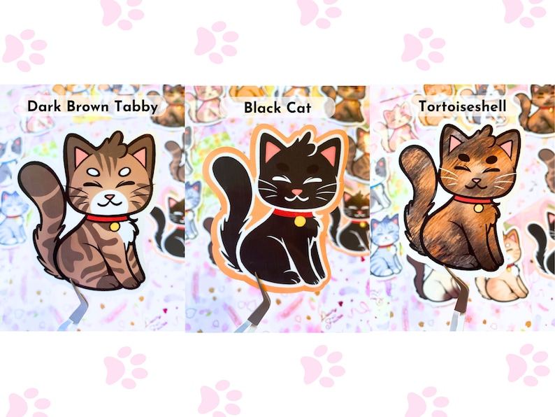 Cat Vinyl Waterproof Stickers | Die Cut Cute Laptop Water Bottle Decals ...